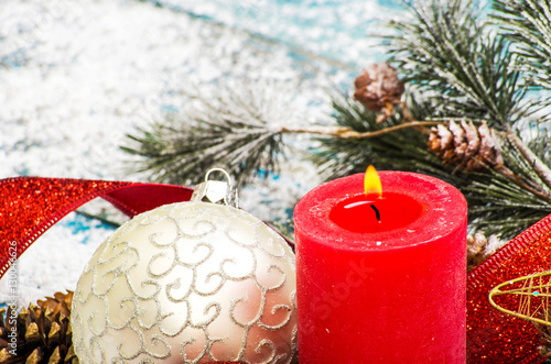 Christmas vintage present on a wooden background