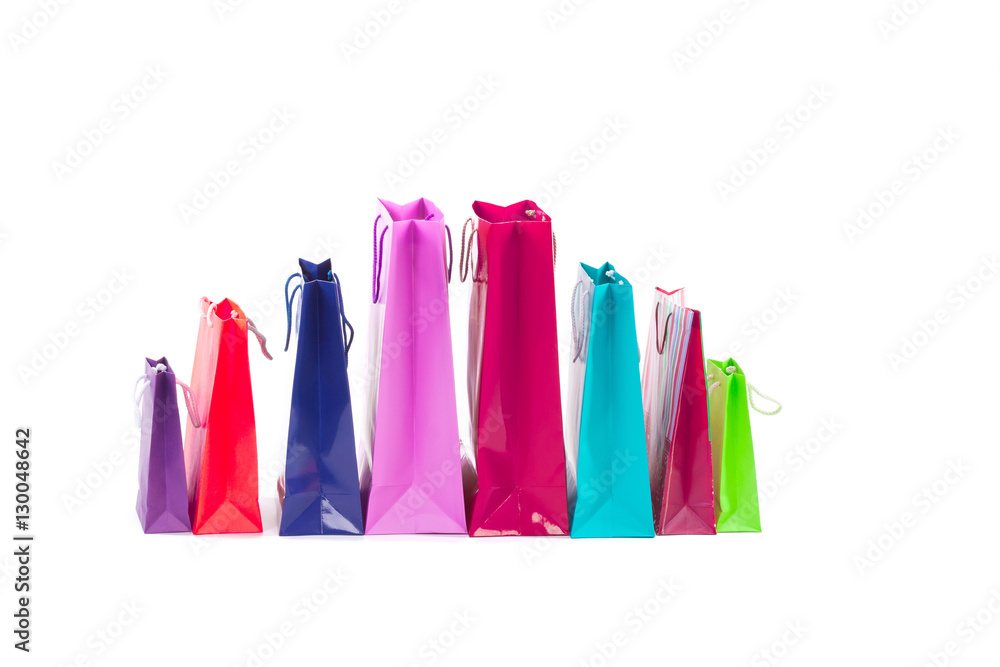 Multicolored and bright shopping packages for gifts and presents