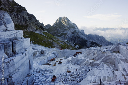 Blocks being cut in a marble quarry used by Michaelangelo, Apuan Alps, Tuscany photo
