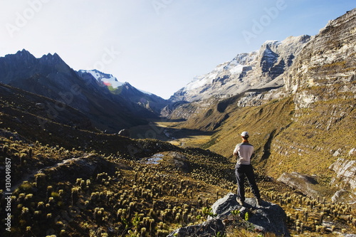 Hiker in the Valle de los Cojines, El Cocuy National Park, Colombia photo