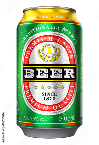 Beer can isolated on white background