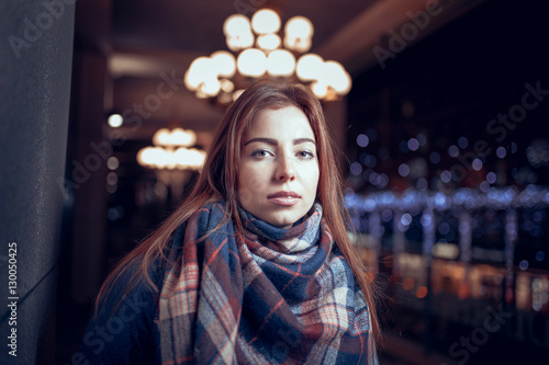 fashion style portrait of young pretty beautiful woman with long