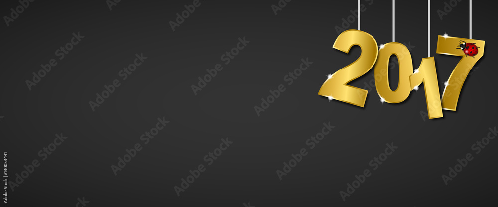 Fototapeta premium Silvester 2017 - Banner mit Glückskäfer (Schwarz)