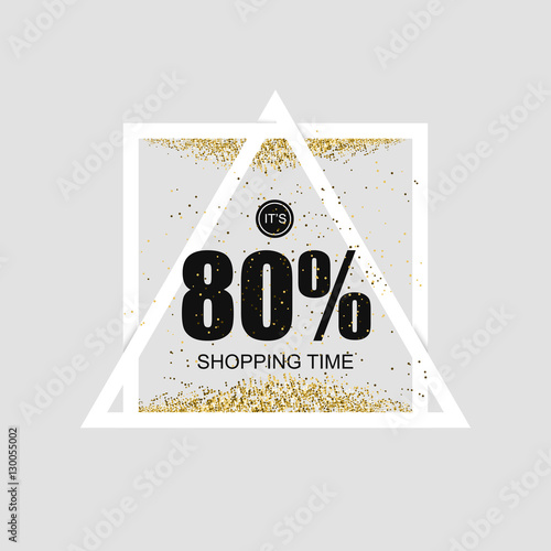Bright shiny banner with super discounts for shopping and gifts for the holidays. Sablon with a gold glitter effect.Vector