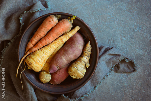 Rustic culinary ingredients, roots