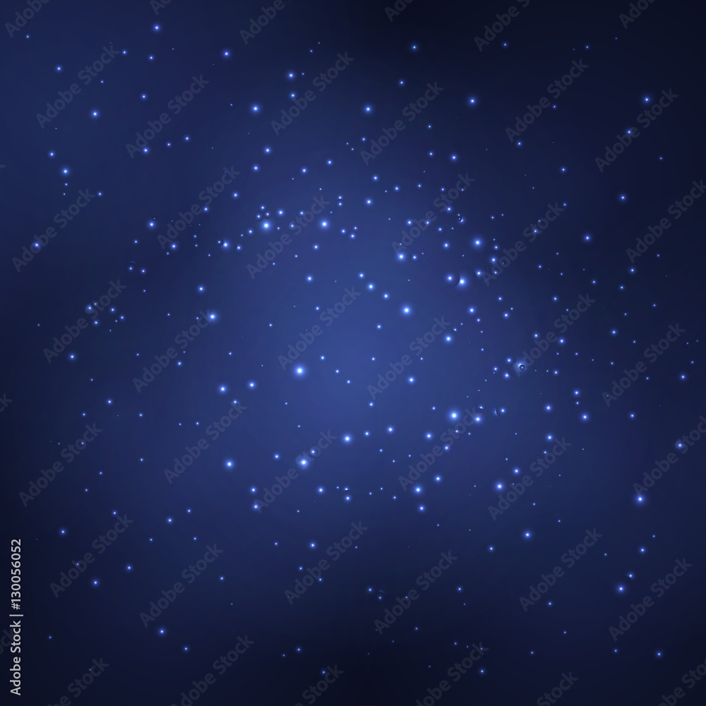 Obraz premium Abstract background with white glowing objects. The starry night sky. Vector