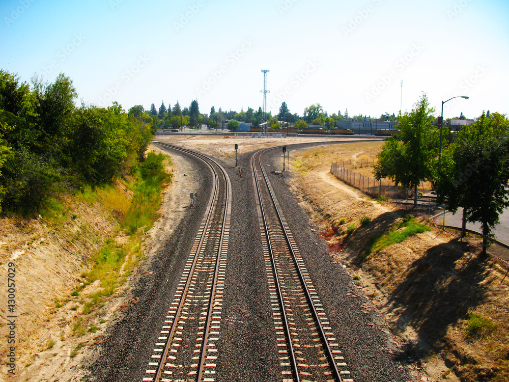 Railroad Tracks Turning Railroad Tracks Turning