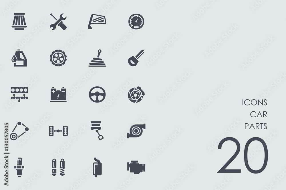 Set of car parts icons Set of car parts icons