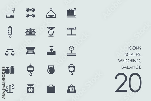 Set of scales, weighing, balance icons