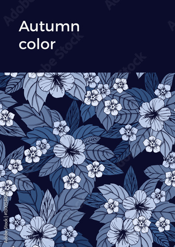 Indigo autumn floral design...