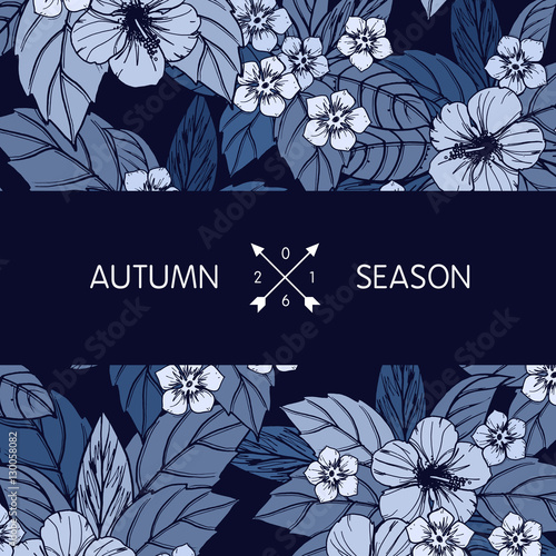 Indigo autumn floral design...