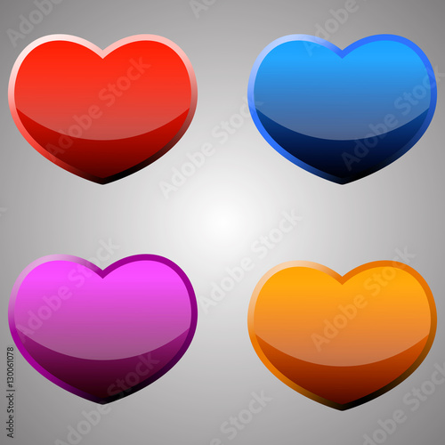 Vector heart personifying weather seasons, summer red, blue winter, spring choral, orange autumn.