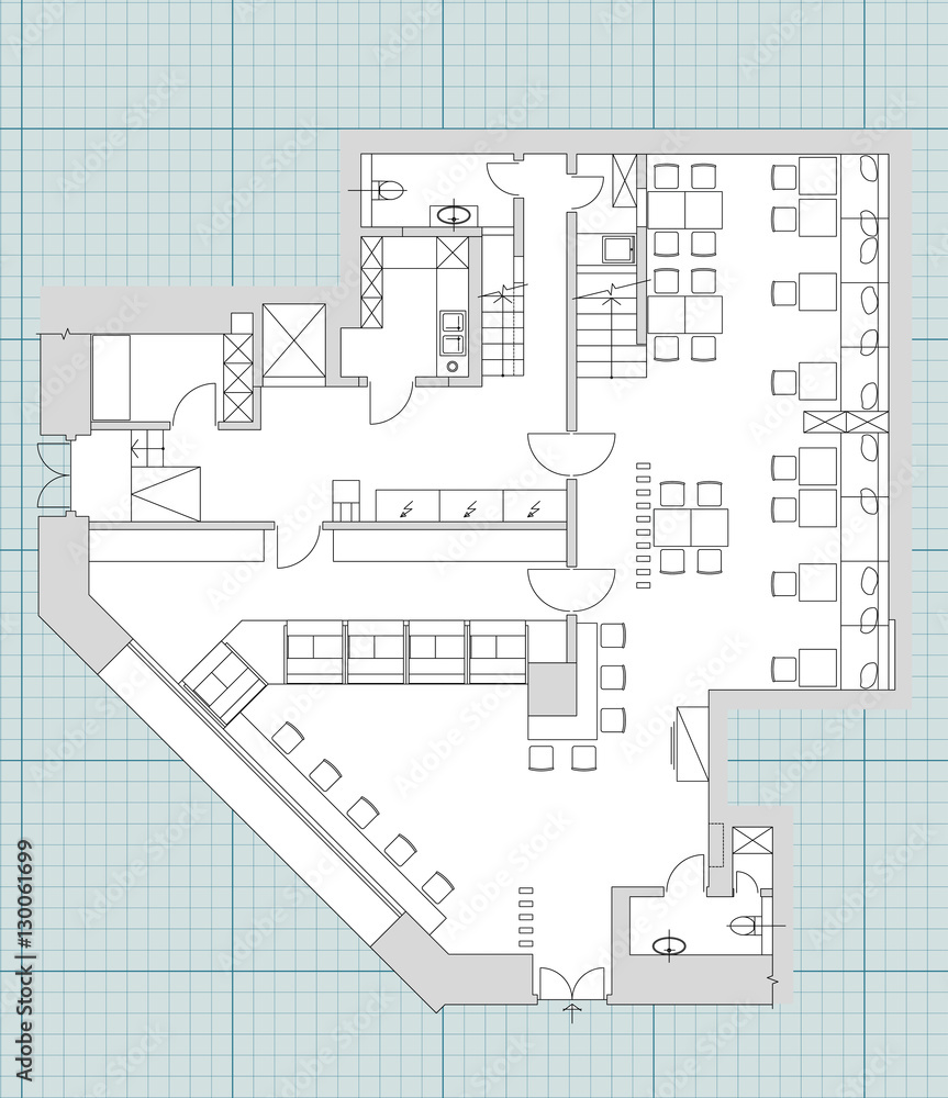 Standard cafe furniture symbols on floor plans Standard cafe furniture symbols on floor plans