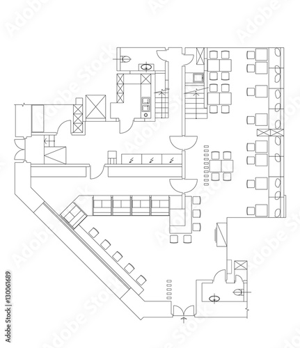 Standard cafe furniture symbols on floor plans