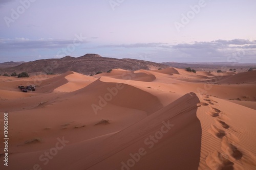 Dune Landscape with Footsteps after Sunset
