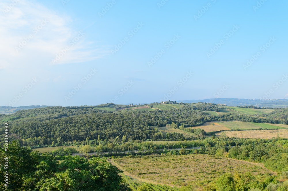 Siena countryside landscape in a sunny day