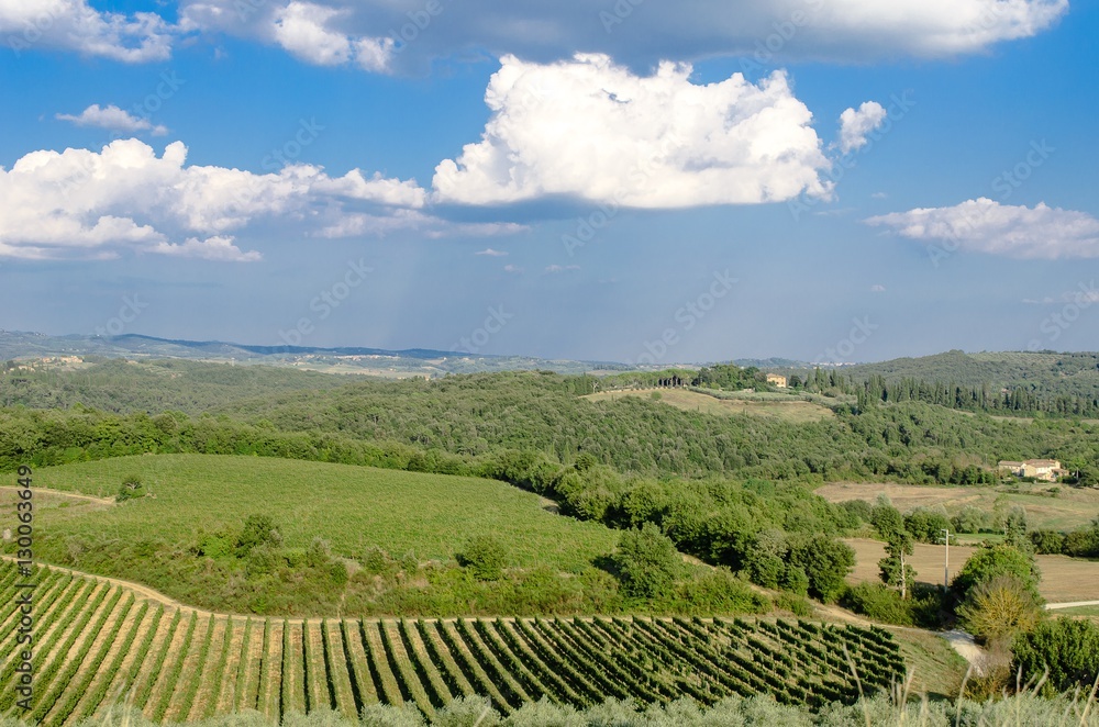 Brightful countryside view in a sunny day in Monteriggioni