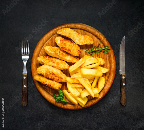 Baked Chicken Fingers and French Fries