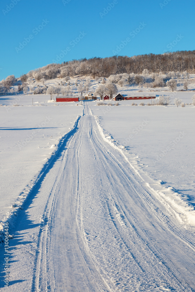 Obraz premium Snowy winter road