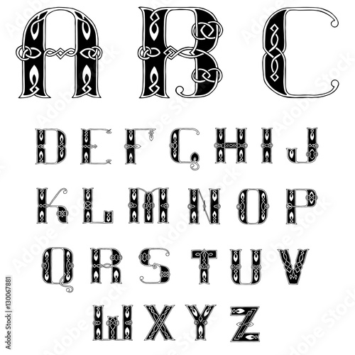 beautiful Celtic font with patterns