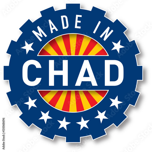 Made in Chad flag color stamp. Vector illustration