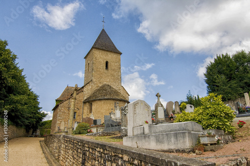 Village church and cemetery in France