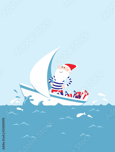 Père Noël Breton navigant sur la mer
