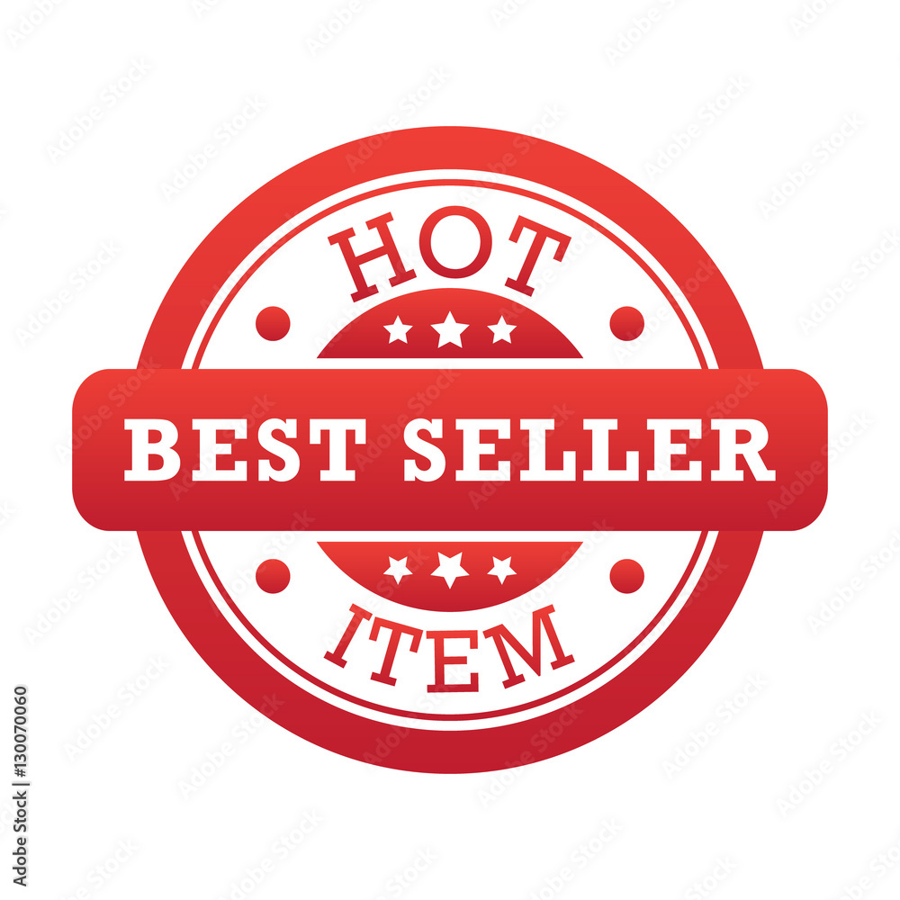 Hot Item Best Seller Label Stock Vector