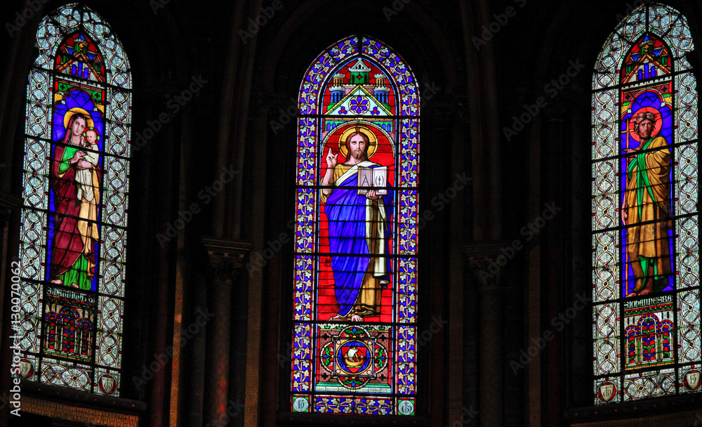 Stained Glass in Church of Saint Germain des Pres in Paris Stained Glass in Church of Saint Germain des Pres in Paris