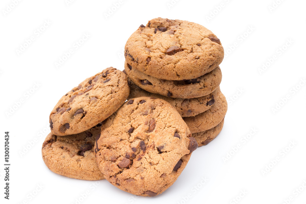 Chocolate chip cookies isolated on white background. Chocolate chip cookies isolated on white background.