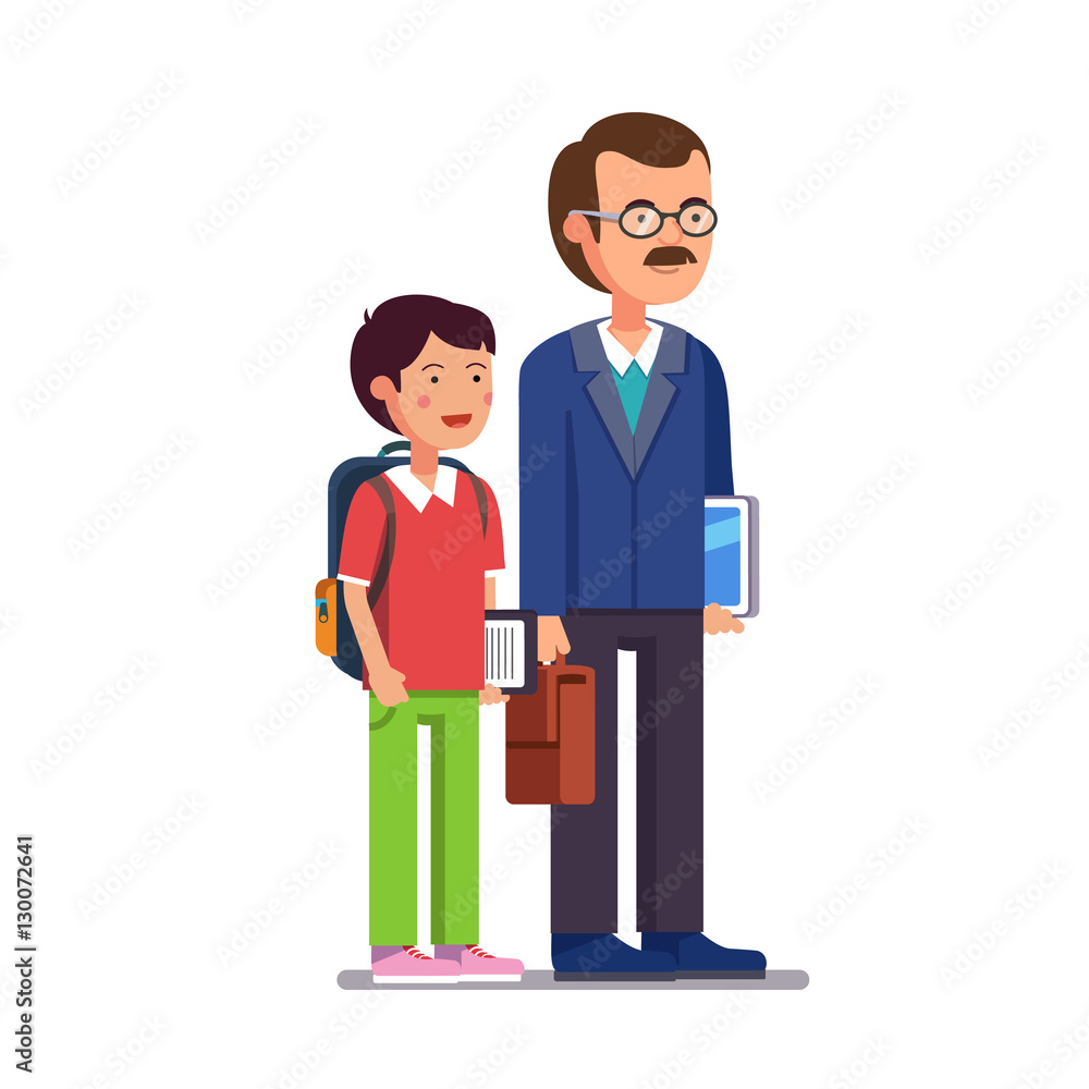 School teacher standing with his son or student