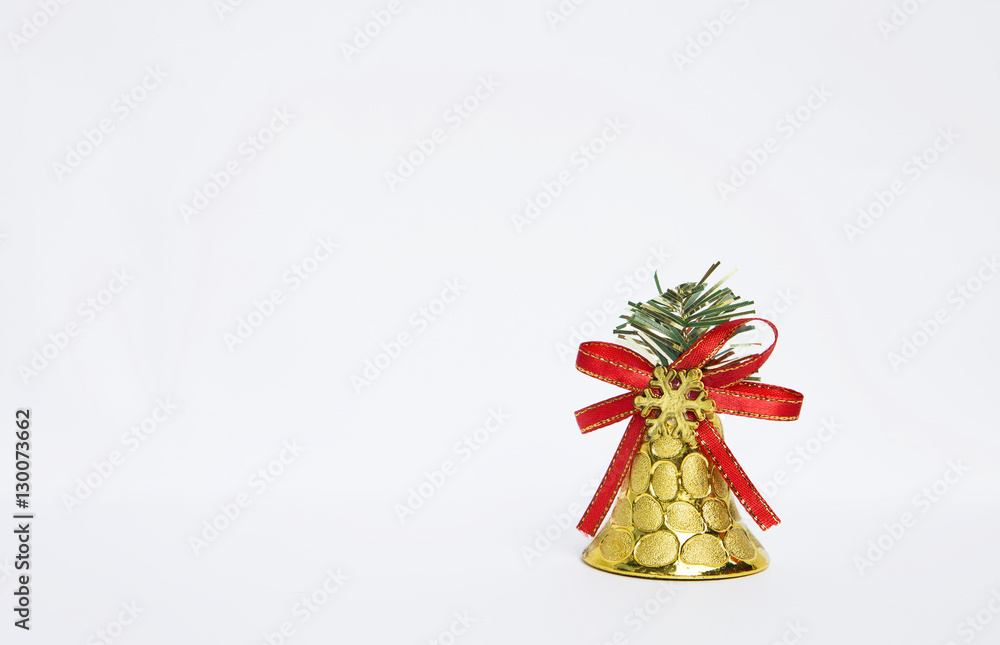 Beautiful Christmas gold bell design on white background