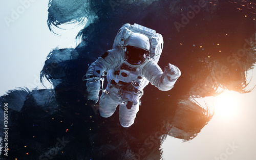 Astronaut in outer space modern art. Elements of this image furnished by NASA.