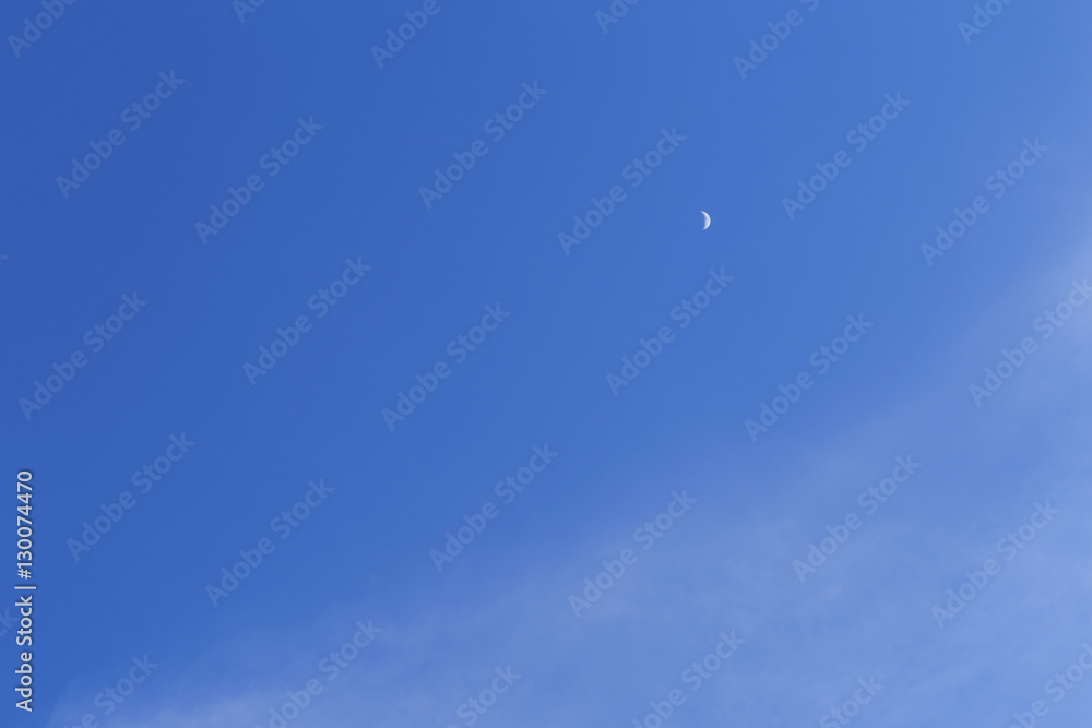 Clear blue sky with the moon background