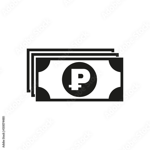 Money icon. Ruble and cash, coin, currency, bank symbol. Flat design. Stock - Vector