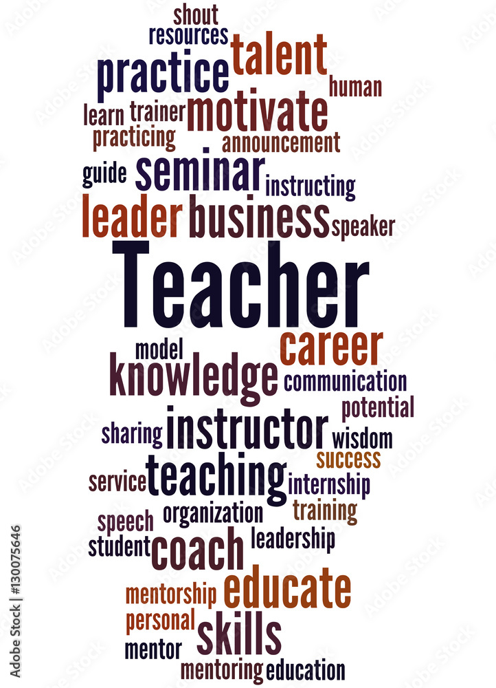 Obraz premium Teacher, word cloud concept 2
