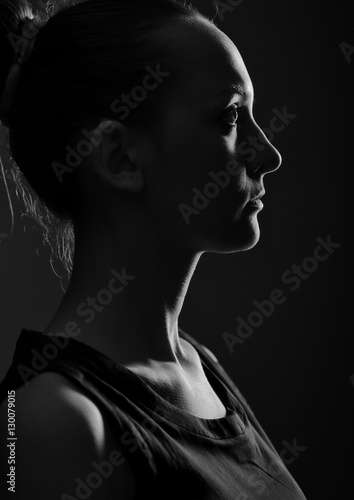Silhouette of the young woman