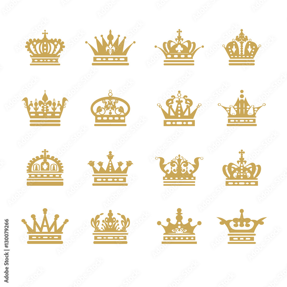 Gold crown icons symbol set vector illustration Stock Vector Adobe Stock