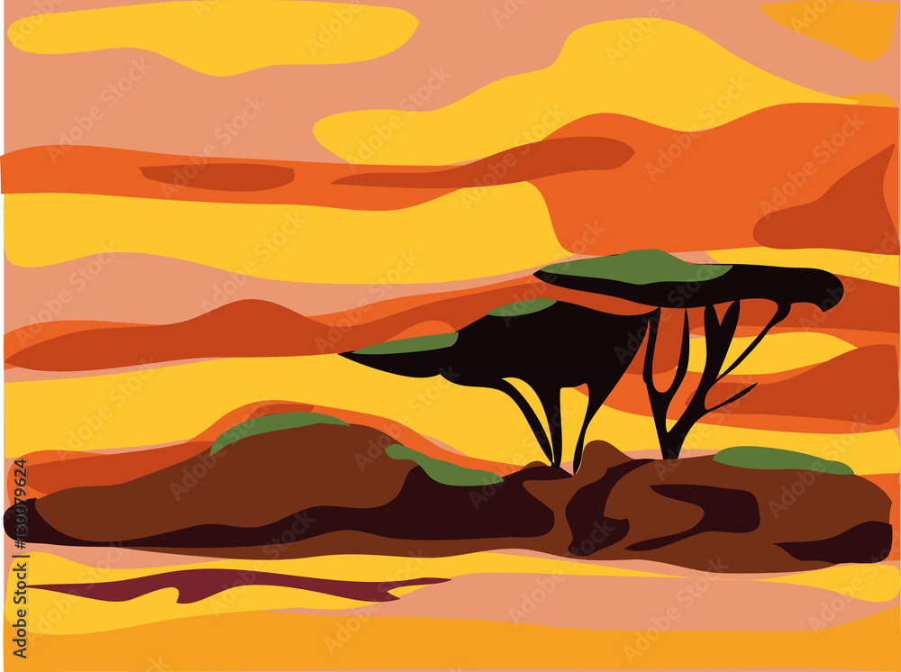 Flat Africa landscape
