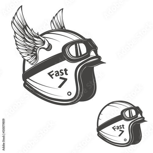 Baker helmet with wings. Design element for logo, label, emblem, sign, poster, t-shirt. Vector illustration.