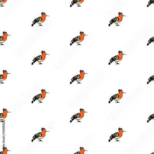 Birds collection Hoopoe Colorful seamless pattern © nenilkime