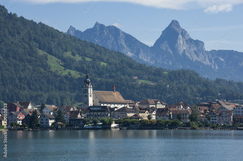 Arth, on Zugger See, with Kleine and Grosser Mythen, 1898m, Arth Arth, on Zugger See, with Kleine and Grosser Mythen, 1898m, Arth