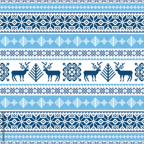 Traditional ornamental blue sweater pattern