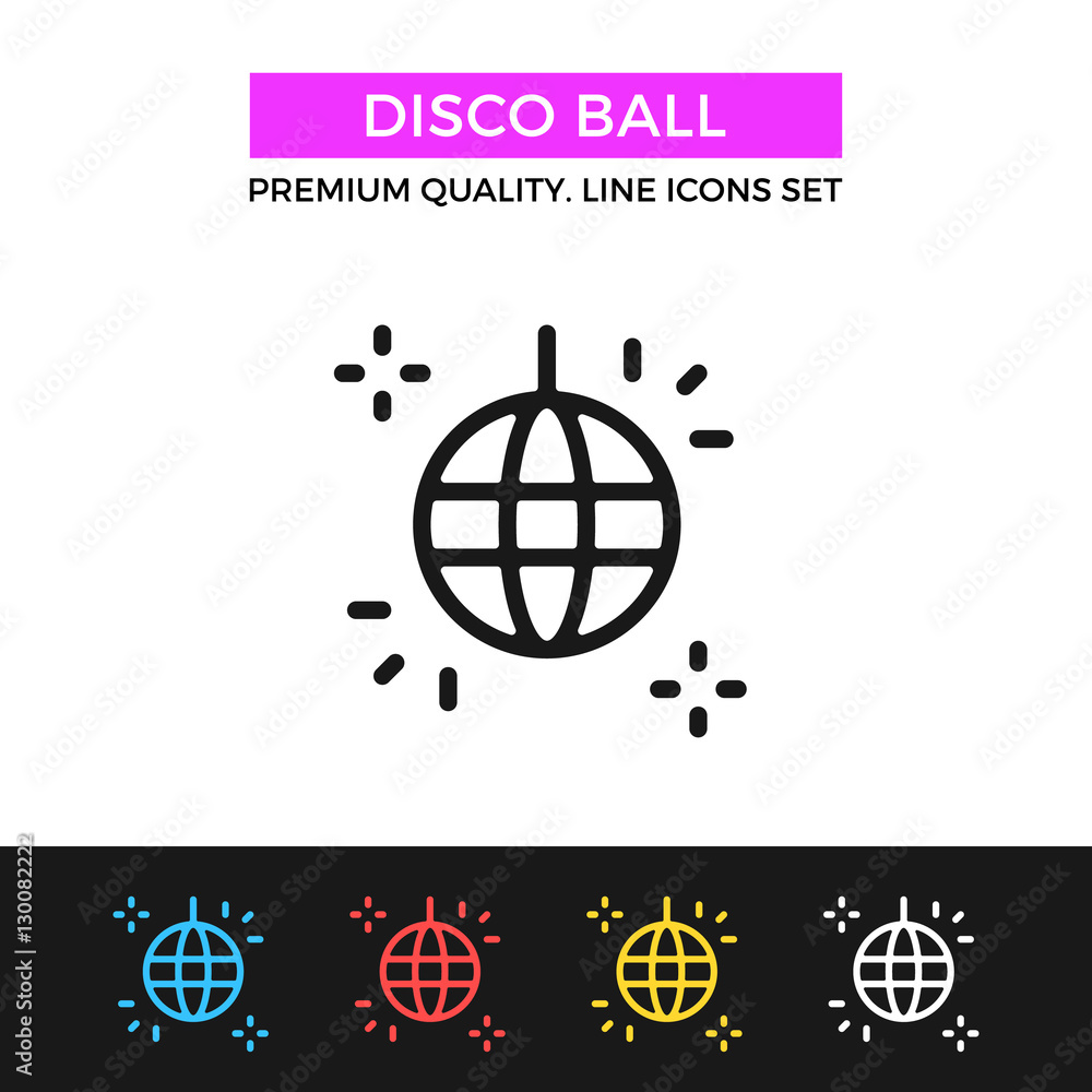 Vector disco ball icon. Party concept. Thin line icon Vector disco ball icon. Party concept. Thin line icon