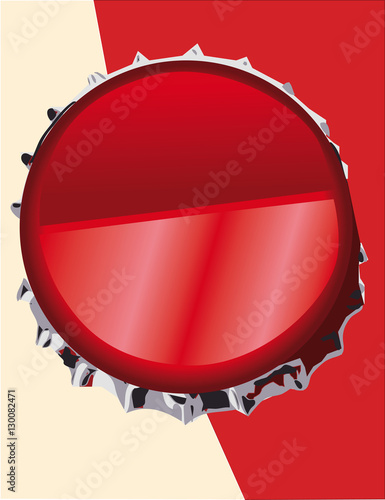 Metal coca col bottle cap isolated on yellow and red.