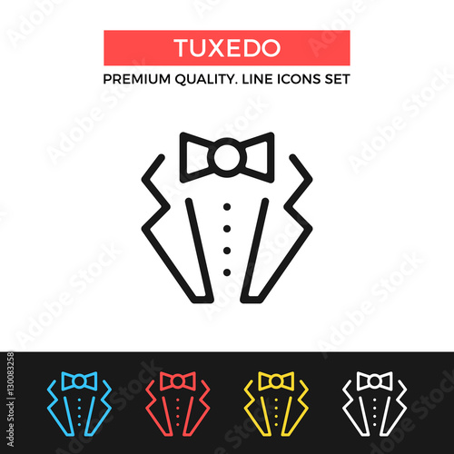 Vector tuxedo icon. Suit with bow tie concept. Thin line icon