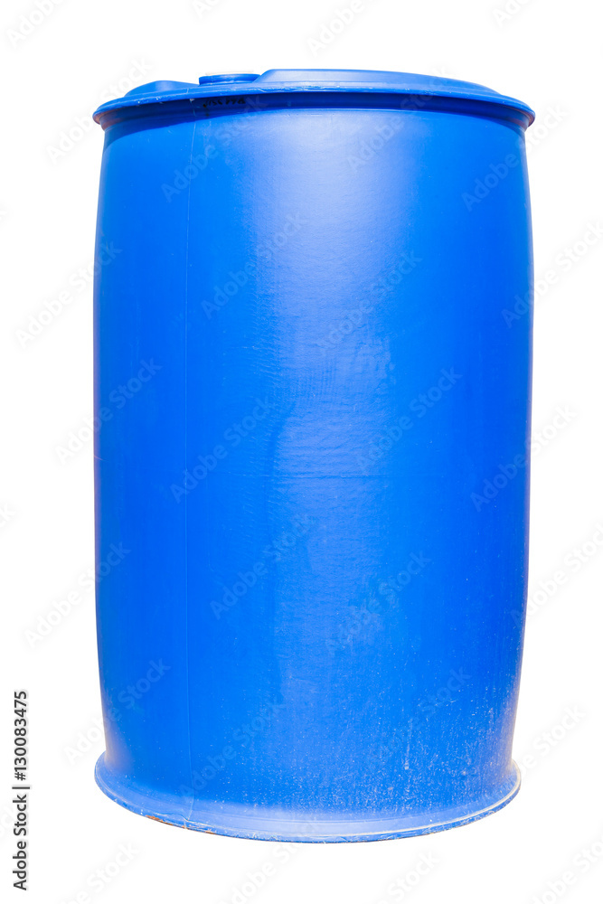 Plastic blue drum use in chemical and oil industrial for h Stock | Adobe