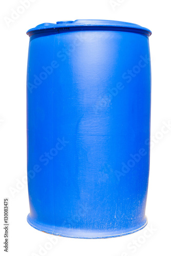 Plastic blue drum being use in chemical and oil industrial for h