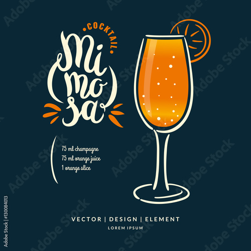 Modern hand drawn lettering label for cocktail.