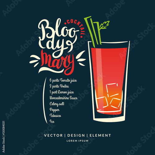 Modern hand drawn lettering label for cocktail.